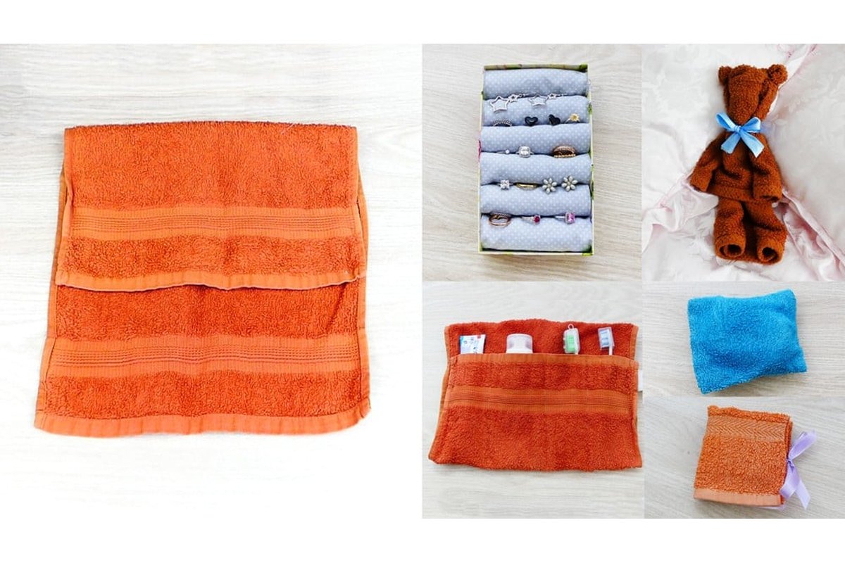 Vecchi asciugamani trasformati in strumenti utili per casa