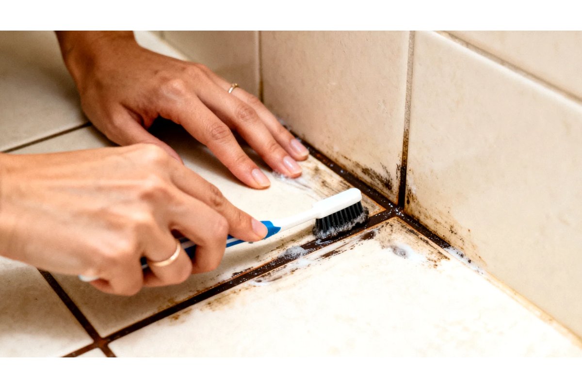 Fughe del pavimento pulite e brillanti dopo trattamento rapido.